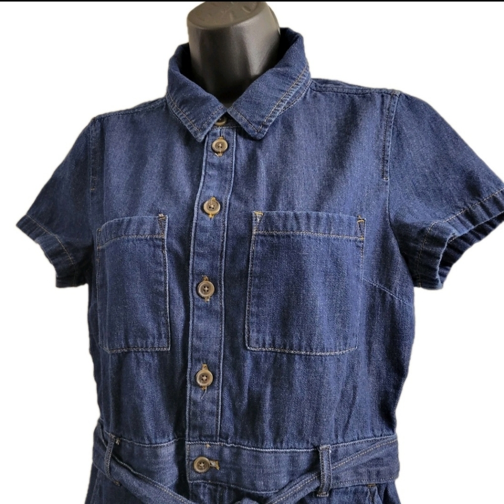 J. Crew Womens Utility Denim Belted Mini Dress Size 6 EUC Costal Cowgirl Classic - Picture 4 of 12